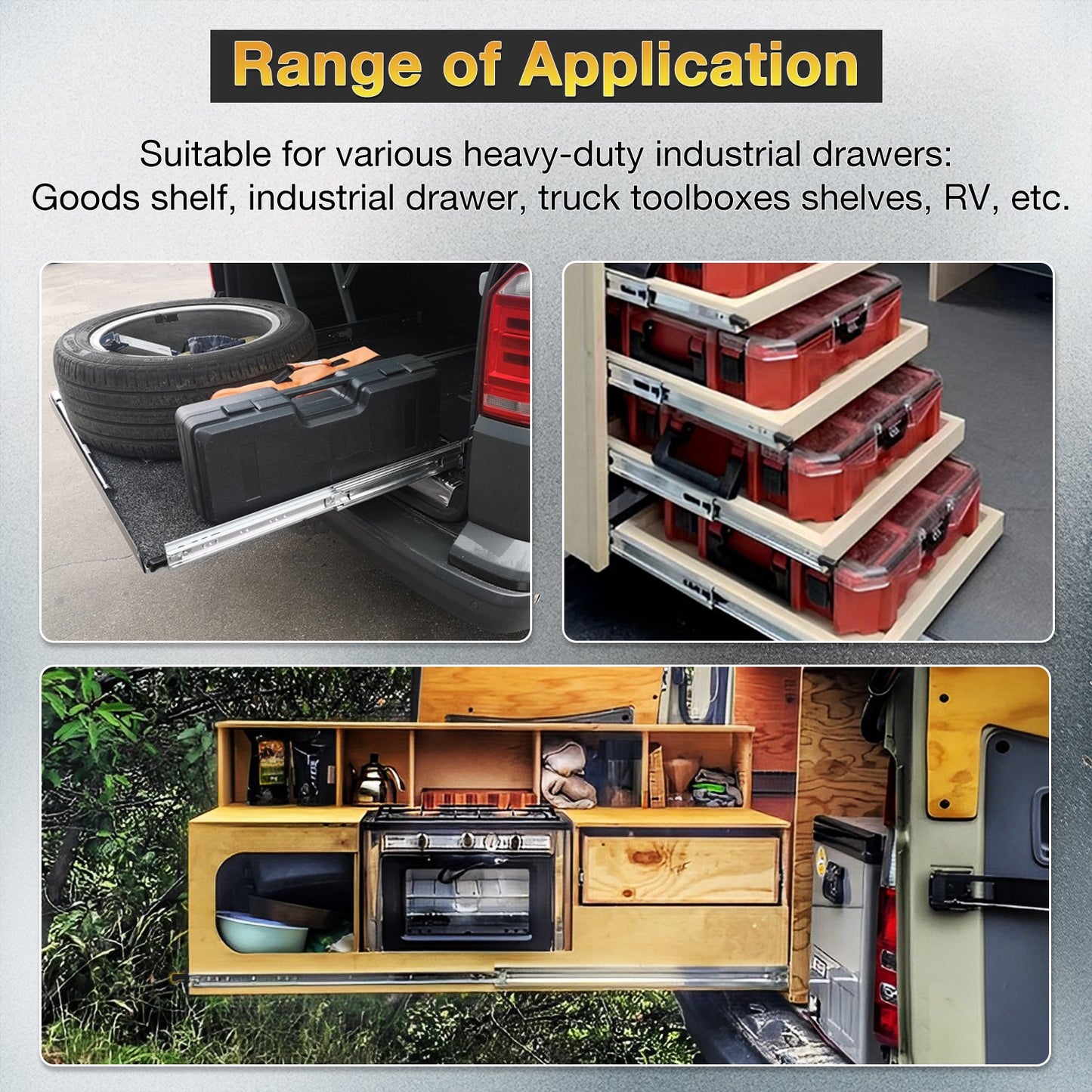 150 Lbs Heavy Duty Drawer Slides Full Extension With Lock Side Mount Ball Bearing Metal Rails Track Guide Glides Runner - YENUO