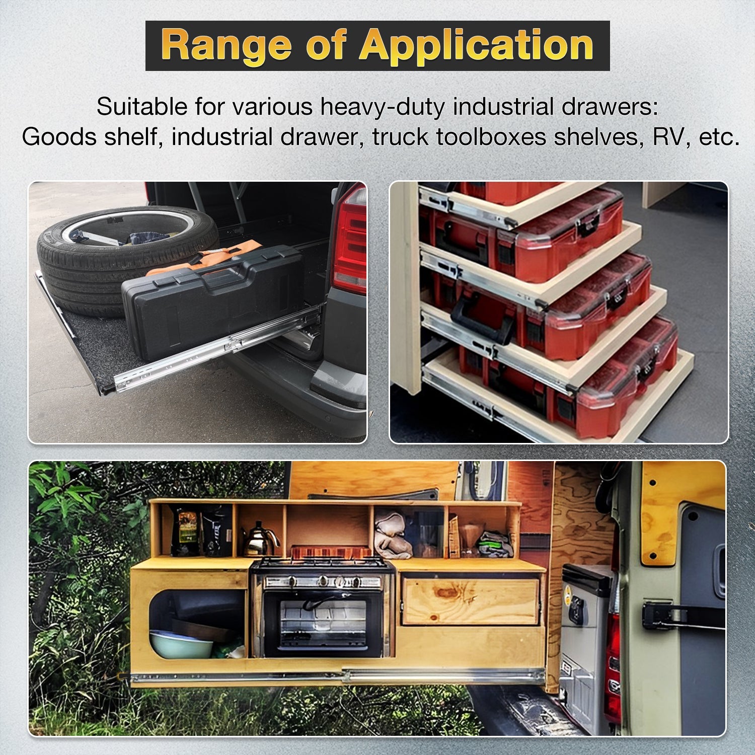 150 Lbs Heavy Duty Drawer Slides Full Extension With Lock Side Mount Ball Bearing Metal Rails Track Guide Glides Runner - YENUO