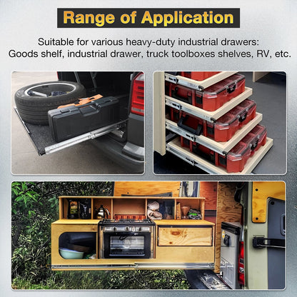 150 Lbs Heavy Duty Drawer Slides Full Extension With Lock Side Mount Ball Bearing Metal Rails Track Guide Glides Runner - YENUO
