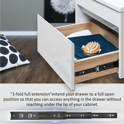 Full Extension Drawer Slides Side Mount Ball Bearing Metal Black Rails Track Guide Glides Runners Heavy Duty 100 Pound Load Capacity - YENUO