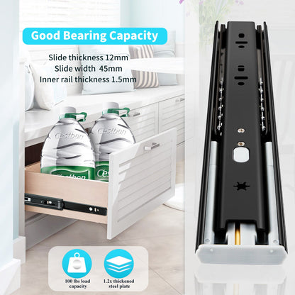 Soft Close Drawer Slides Full Extension Side Mount Ball Bearing Metal Rails Track Guide Glides Runners Heavy Duty 100 Pound - YENUO