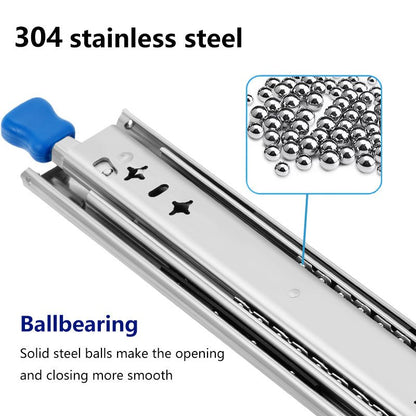 YENUO 304 Stainless Steel Heavy Duty Drawer Slides (12 - 60 Inch) Full Extension Side Mount Ball Bearing Rails, 120kg Load - YENUO