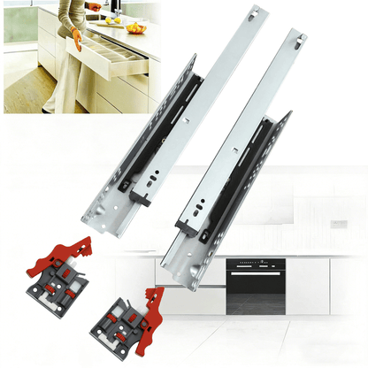 YENUO 45mm Hidden Soft - Closing Telescopic Slide Rail - 3 - Fold Cold - Rolled Steel with 3D Handle - YENUO