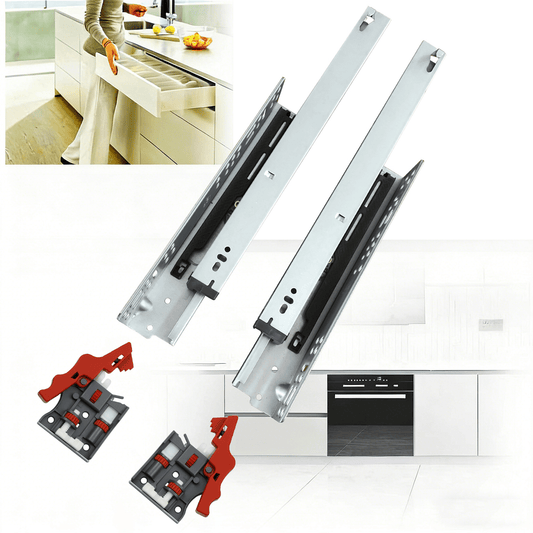 YENUO 45mm Hidden Soft - Closing Telescopic Slide Rail - 3 - Fold Cold - Rolled Steel with 3D Handle - YENUO