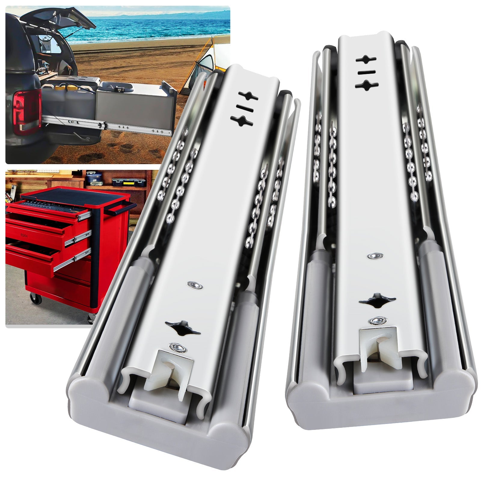 YENUO 53mm Cold Rolled Steel Ball Bearing Telescopic Adjustable Modern Soft Close Heavy Duty Drawer Slides Rails for Kitchen - YENUO