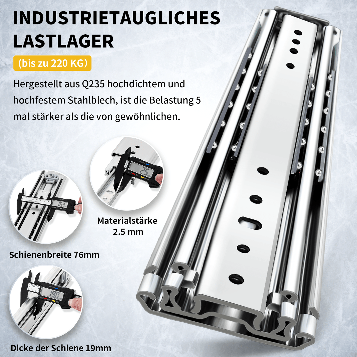 YENUO Heavy Duty Drawer Slides 12 14 16 18 20 22 24 26 28 30 32 34 36 38 40 44 48 52 56 60 Inch Full Extension Side Mount Ball Bearing Long Rails Track Guide Glides Runners Load 500 Lbs 1 Pair（No lock） - YENUO