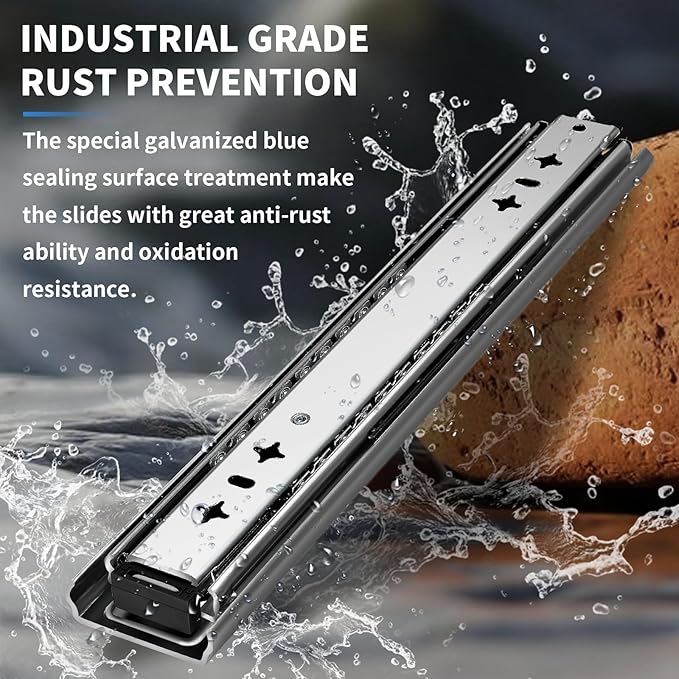 YENUO Heavy Duty Drawer Slides Full Extension 12 14 16 18 20 22 24 26 28 30 32 34 36 38 40 42 44 46 48 50 52 54 56 58 60Inch Side Mount Ball Bearing Metal Rails Track Guide Glides Runners 250 Lbs 1 Pair (Without Lock) - YENUO