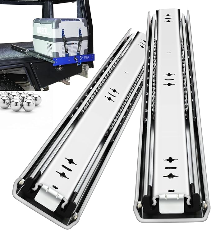 YENUO Heavy Duty Drawer Slides Full Extension 12 14 16 18 20 22 24 26 28 30 32 34 36 38 40 42 44 46 48 50 52 54 56 58 60Inch Side Mount Ball Bearing Metal Rails Track Guide Glides Runners 250 Lbs 1 Pair (Without Lock) - YENUO