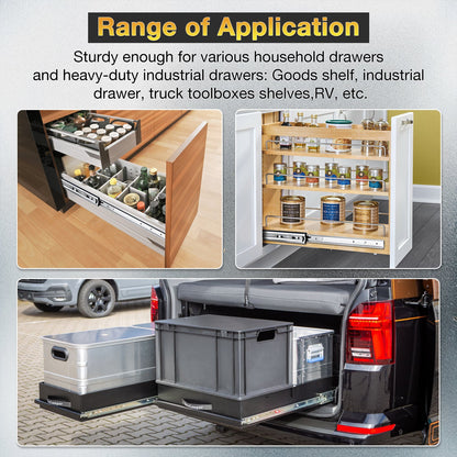 YENUO Heavy Duty Drawer Slides Full Extension Side Mount 12 14 16 18 20 22 24 26 28 30 32 34 36 40 Inch Metal Rails Track Guide Glides Runners 150 Lbs 1 Pair (Without Lock) - YENUO