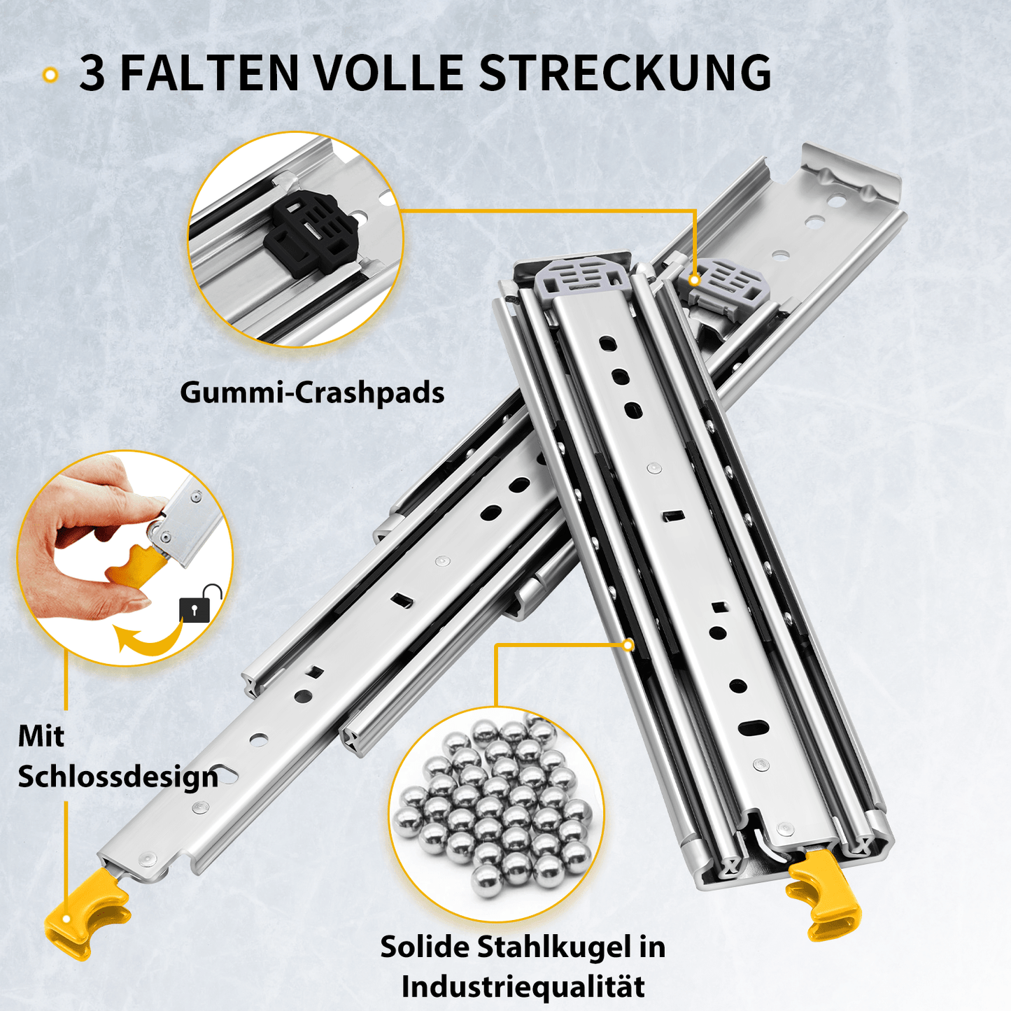 YENUO Heavy Duty Drawer Slides with Lock 12 14 16 18 20 22 24 26 28 30 32 34 36 38 40 44 48 52 56 60 Inch Full Extension Side Mount Ball Bearing Locking Rails Track Glides Runners Load 500 Lbs 1 Pair（With lock） - YENUO