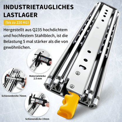 YENUO Heavy Duty Drawer Slides with Lock 12 14 16 18 20 22 24 26 28 30 32 34 36 38 40 44 48 52 56 60 Inch Full Extension Side Mount Ball Bearing Locking Rails Track Glides Runners Load 500 Lbs 1 Pair（With lock） - YENUO