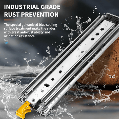 YENUO Heavy Duty Drawer Slides with Lock 12 14 16 18 20 22 24 26 28 30 32 34 36 38 40 44 48 52 56 60 Inch Full Extension Side Mount Ball Bearing Locking Rails Track Glides Runners Load 500 Lbs 1 Pair（With lock） - YENUO