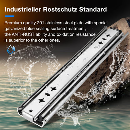 YENUO Heavy Duty Full Extension Stainless Steel Drawer Slides, 12 - 60 Inch Ball Bearing Side Mount Rails - YENUO