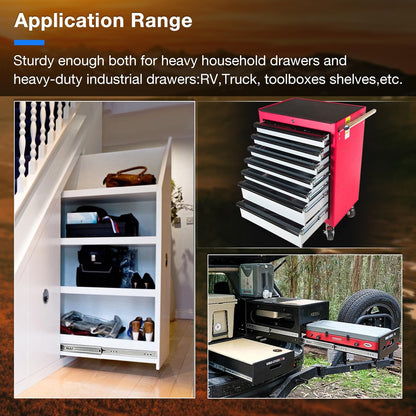 YENUO Heavy Duty Full Extension Stainless Steel Drawer Slides, 12 - 60 Inch Ball Bearing Side Mount Rails - YENUO