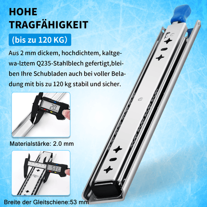 YENUO Heavy Duty Locking Drawer Slides Full Extension Runners With Lock 12 14 16 18 20 22 24 26 28 30 32 34 36 38 40 42 44 46 48 50 52 54 56 58 60Inch Side Mount Ball Bearing Rails Track Glides 250 Lbs 1 Pair (With Lock) - YENUO