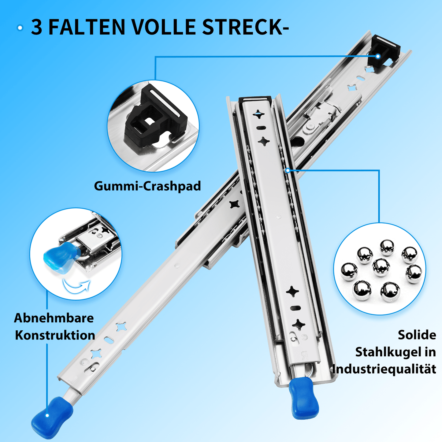 YENUO Heavy Duty Locking Drawer Slides Full Extension Runners With Lock 12 14 16 18 20 22 24 26 28 30 32 34 36 38 40 42 44 46 48 50 52 54 56 58 60Inch Side Mount Ball Bearing Rails Track Glides 250 Lbs 1 Pair (With Lock) - YENUO