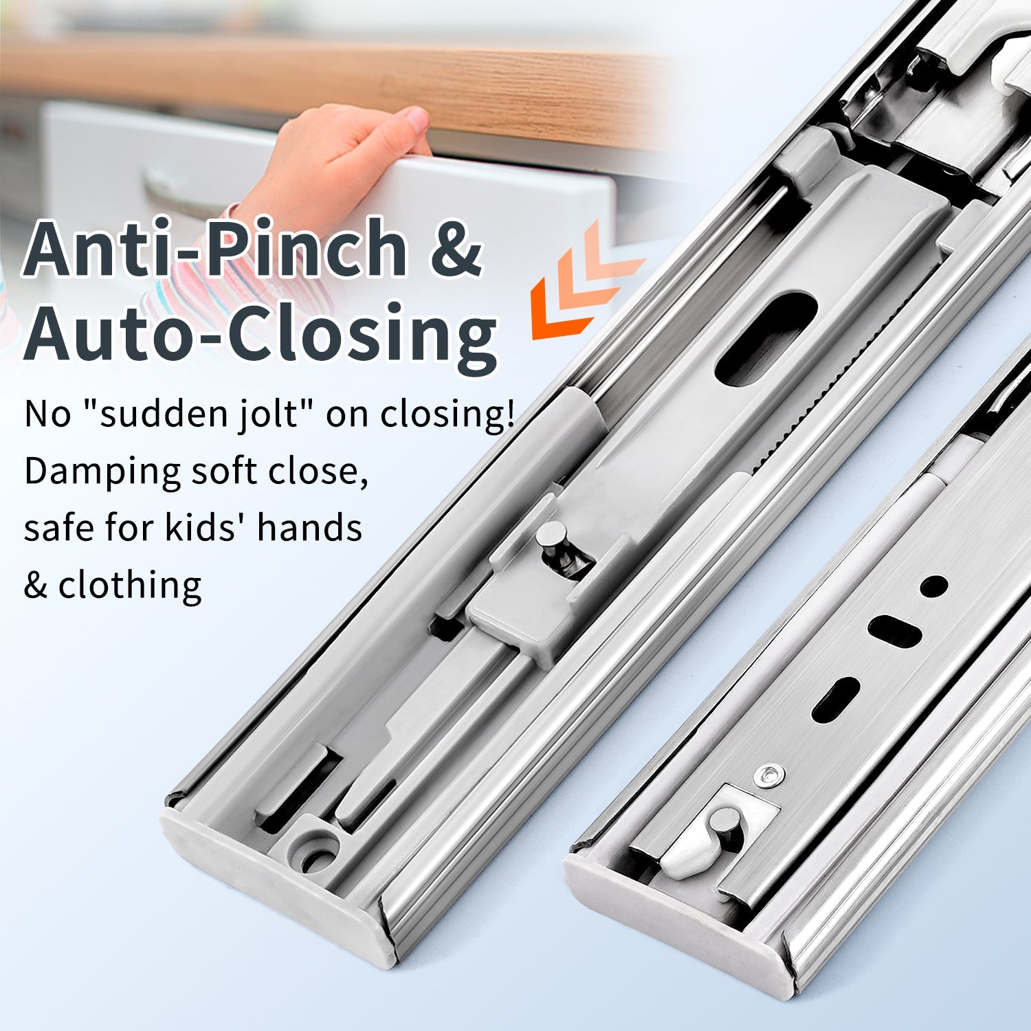 YENUO Stainless Steel Full Extension Drawer Slides Side Mount 10 12 14 16 18 20 22 24 26 28 30 32 34 36 38 40Inch Ball Bearing Metal Rails Track Guide Glides Runners Heavy Duty 100 Lbs 1/5/10 Pair - YENUO