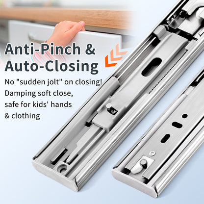 YENUO Stainless Steel Full Extension Drawer Slides Side Mount 10 12 14 16 18 20 22 24 26 28 30 32 34 36 38 40Inch Ball Bearing Metal Rails Track Guide Glides Runners Heavy Duty 100 Lbs 1/5/10 Pair - YENUO