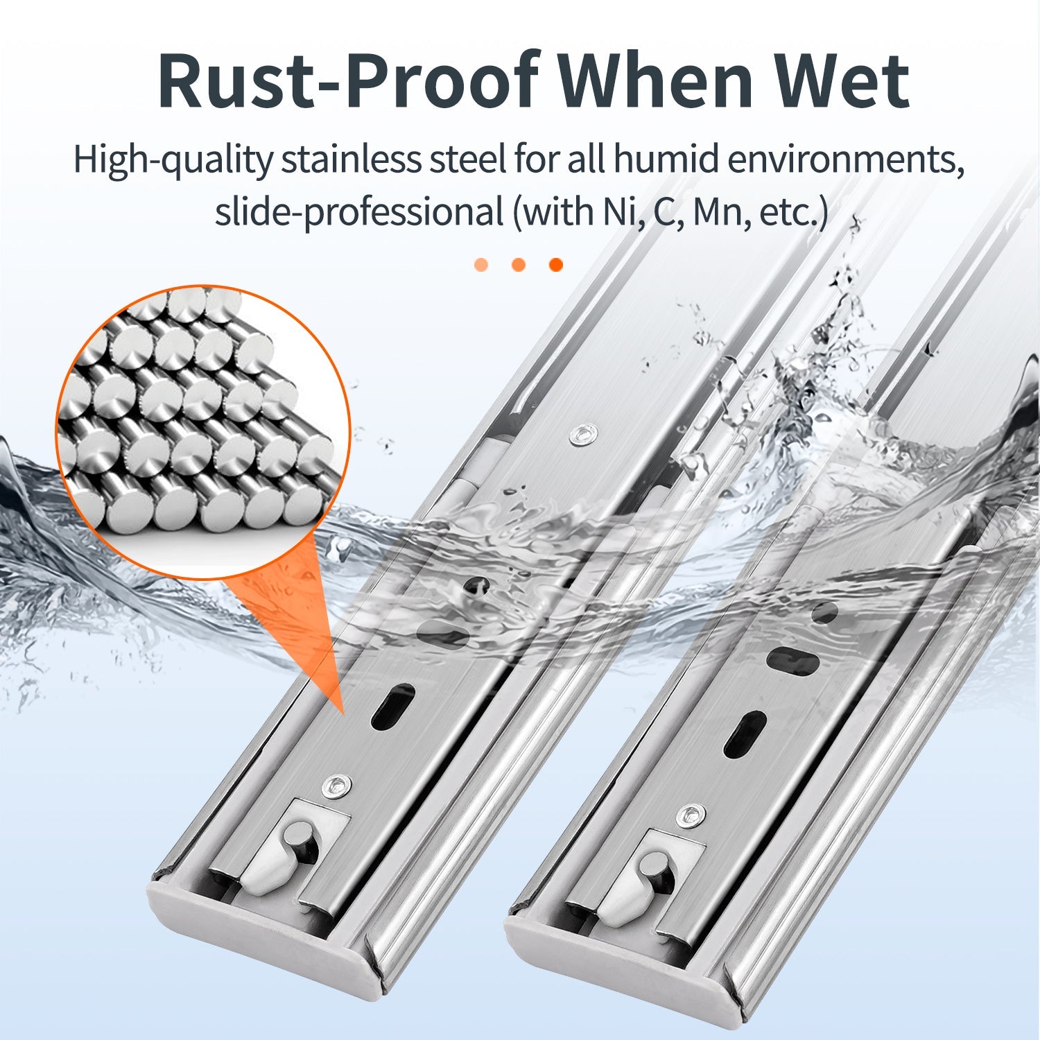 YENUO Stainless Steel Full Extension Drawer Slides Side Mount 10 12 14 16 18 20 22 24 26 28 30 32 34 36 38 40Inch Ball Bearing Metal Rails Track Guide Glides Runners Heavy Duty 100 Lbs 1/5/10 Pair - YENUO