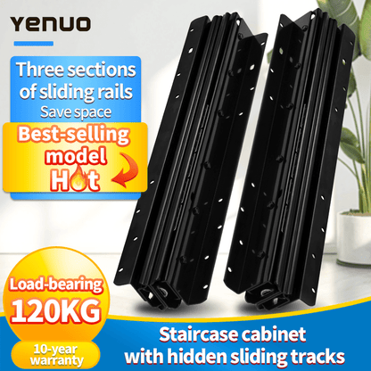 YENUO Undermount Heavy Duty Drawer Slides Full Extension Bottom Mounted 16 24 32 40 Inch Hidden Under Ball Bearing Metal Rails Track Guide Glide Runners 260 Lb 1 Pair - YENUO